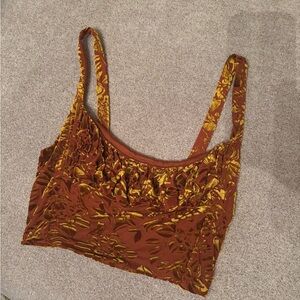 Urban Outfitters Floral Velvet Crop Top